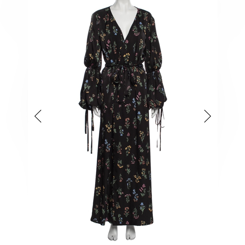 Caroline Constas Beautiful Black Floral Long Sleeve Dress Large